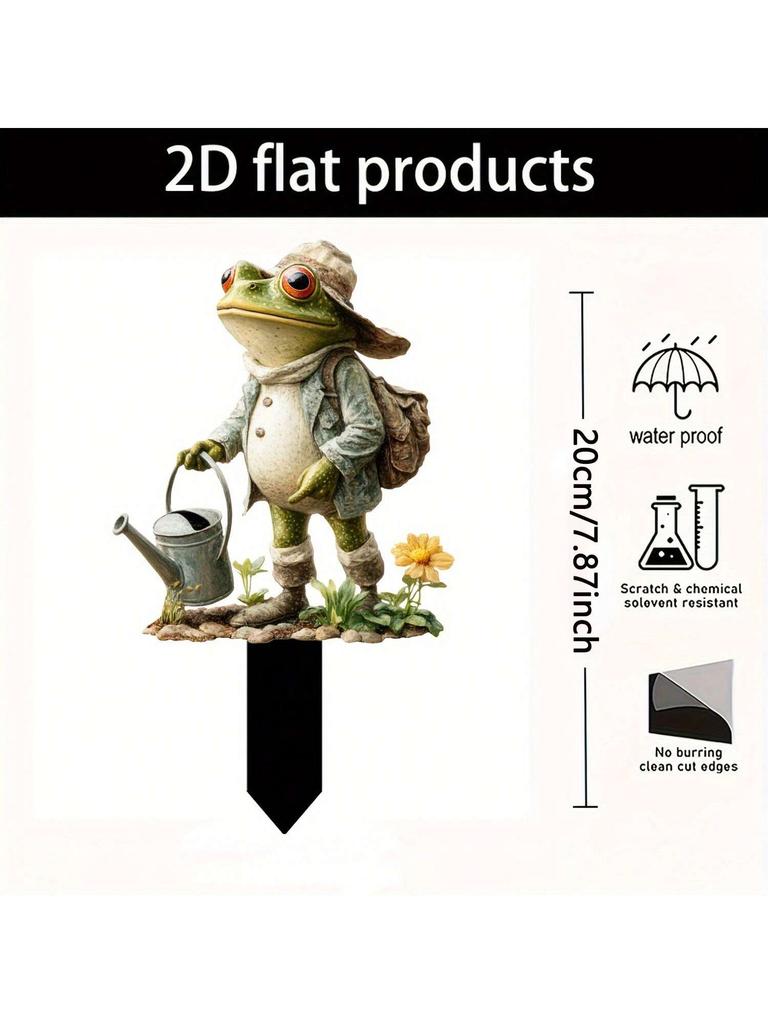 1 frog creative garden plaque, weather resistant outdoor decoration, suitable for flower bed decoration and lawn decoration,