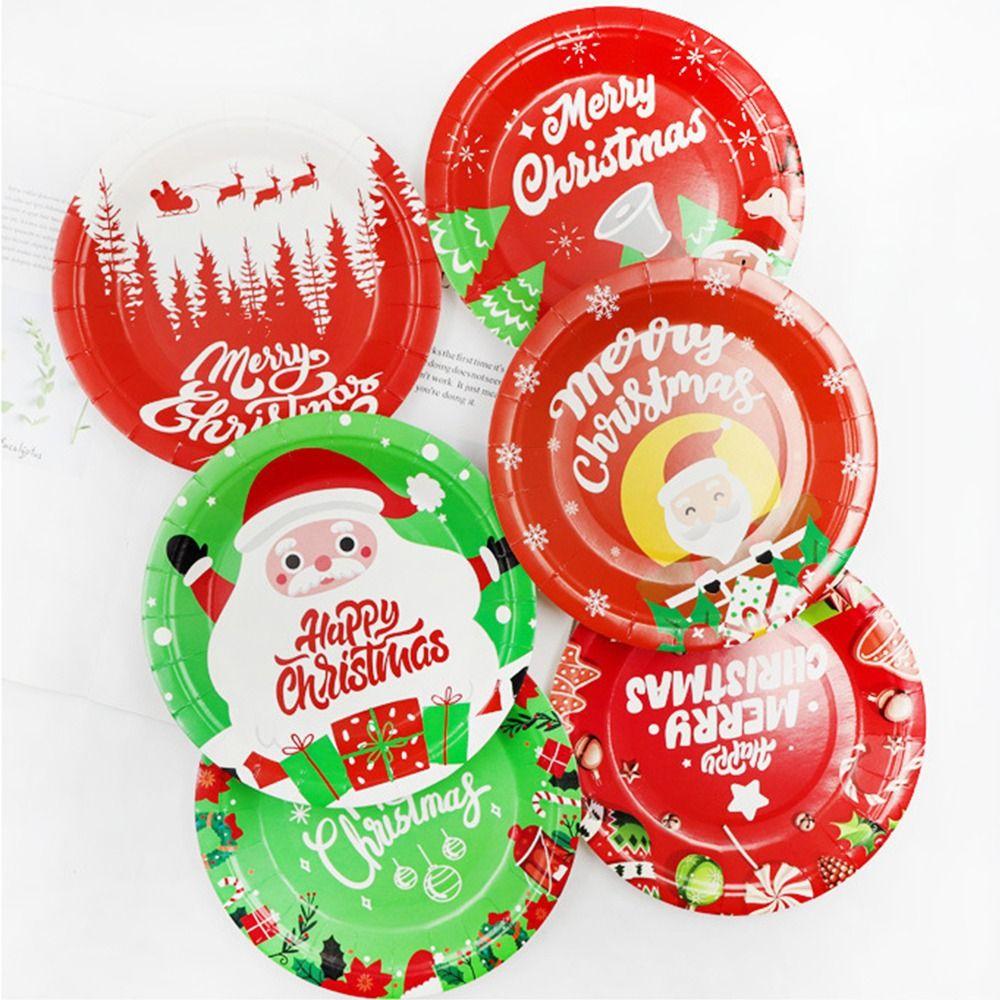 Environmental Christmas Paper Plates Disposable Christmas Paper Cups Christmas Tableware Set  Hotel