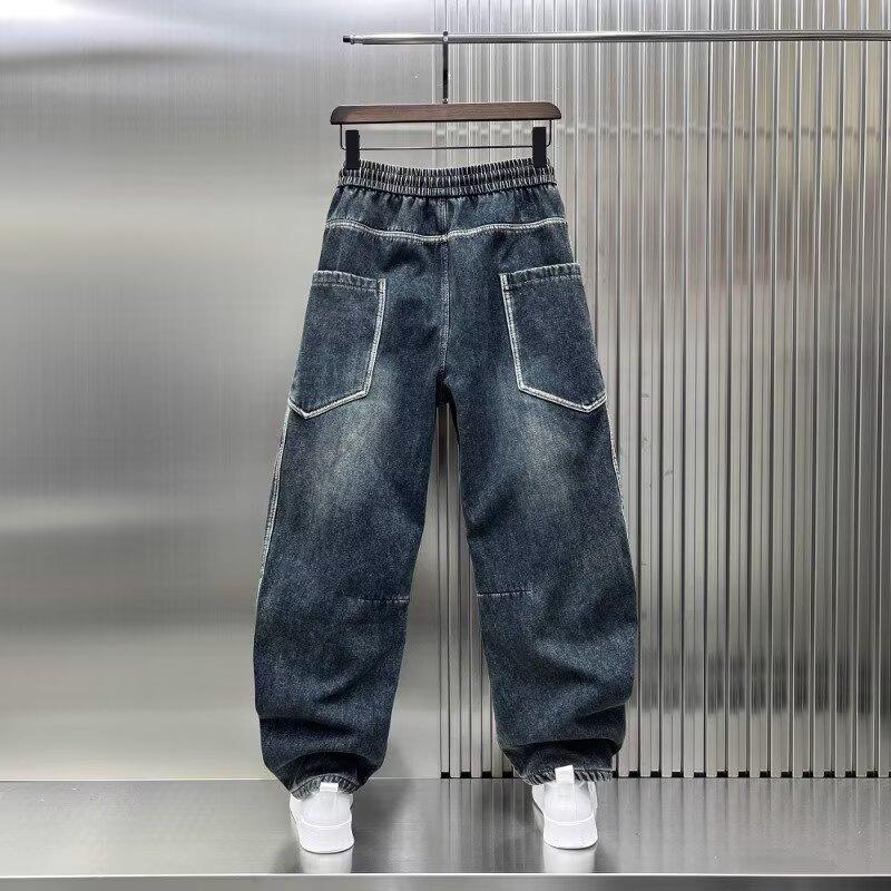 New 2026 thickened men's jeans, loose straight casual wide-leg pants