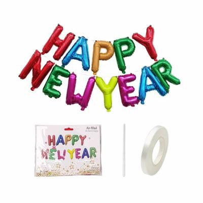 Happy New Year 2026 Alphabet Balloons Inflatable New Year Decoration Colorful Foil Balloons Party Supplies Holiday Ornaments