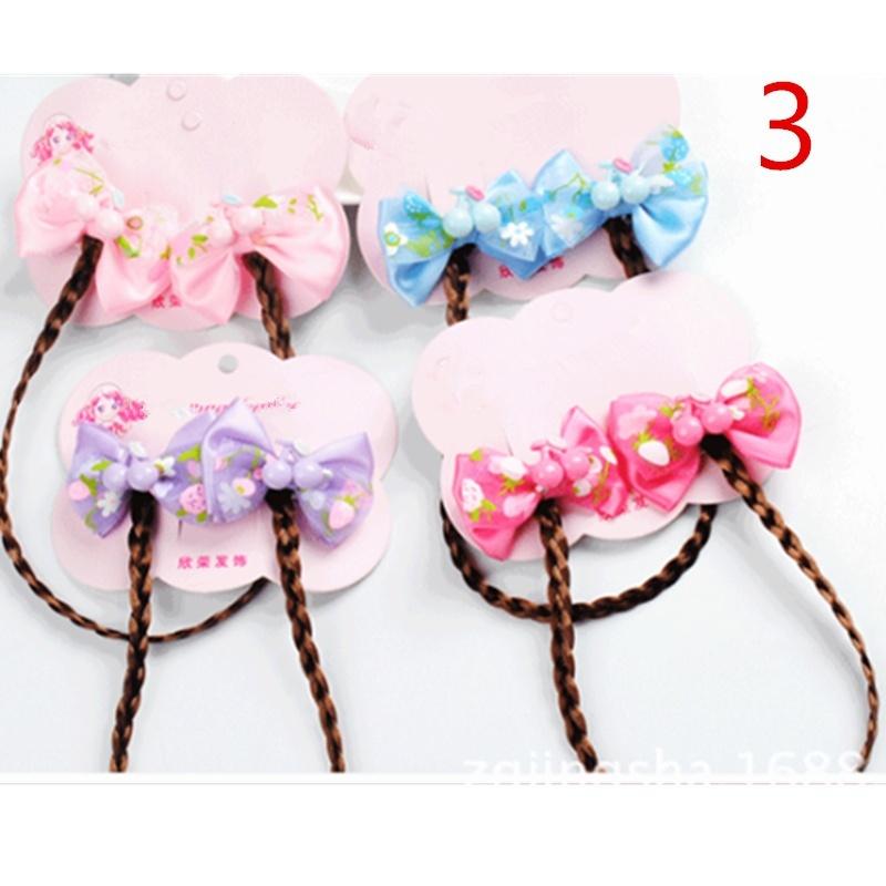 Clip   Children's Wig Hairpin  Children's Pigtail  Bow Hair Clip Color Random