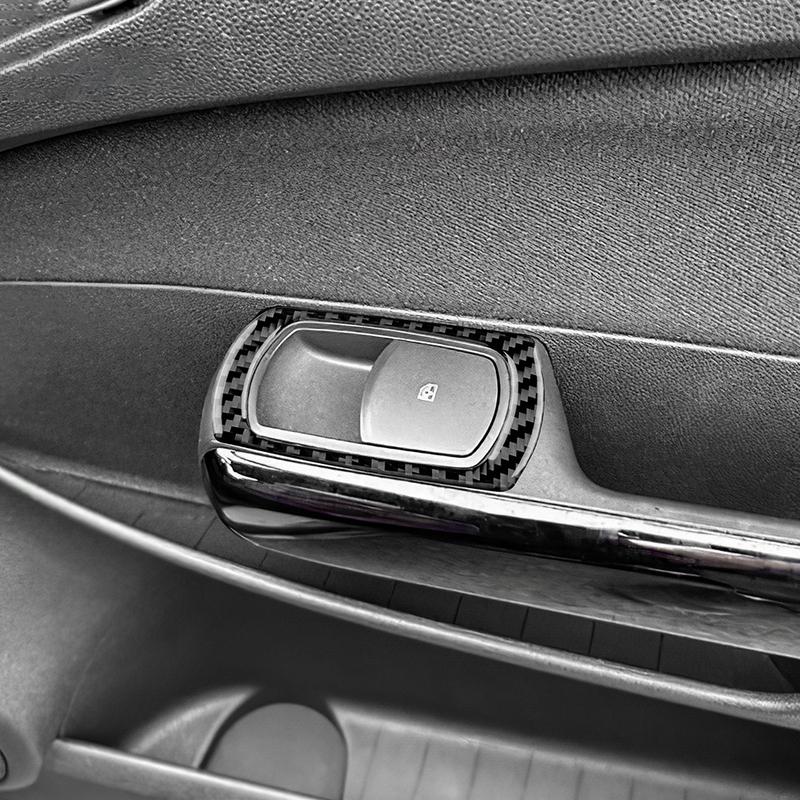 4PCS Carbon Fiber Window Lift Button Frame Sticker for Opel Corsa 2007 2008 2009 2010 2011 2012 2013 2014 LHD RHD.