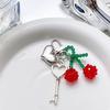Handmade Crystal Cherrys Heart Lock Keychain Stylish Woven Charm Pendant for Fashionable Women Ladies Daily Use