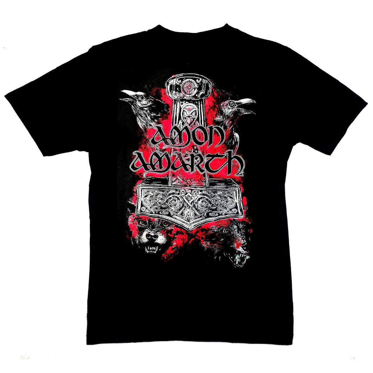 Amon Amarth - Thors Hammer Heavy Cotton Black T Shirt Full Size AG284 S разноцветный