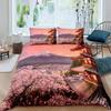 Japan Mount Fuji Duvet Cover Set Cherry Comforter Cover Retro Tower Bedding Set Japanese Ukiyo-E Bedspread Cover Full Queen Size