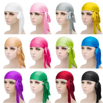 Yeni Üniseks Erkek Kadın Saten Durag Bandana Şapkalar Duraglar Başörtüsü Başlık Türban Şapka Dalgalı Şapka Uzun Kuyruklu Hicap Spor Başörtüsü