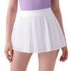 Damen Tennisrock mit hohem Bund: Fake zweiteiliger plissierter Sport-Skort mit integrierten Shorts.