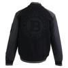 BALMAIN [Excellent Condition] 331025 Wool and Leather Switch Logo Stadium Jacket/ Jacket 54 blackUsed