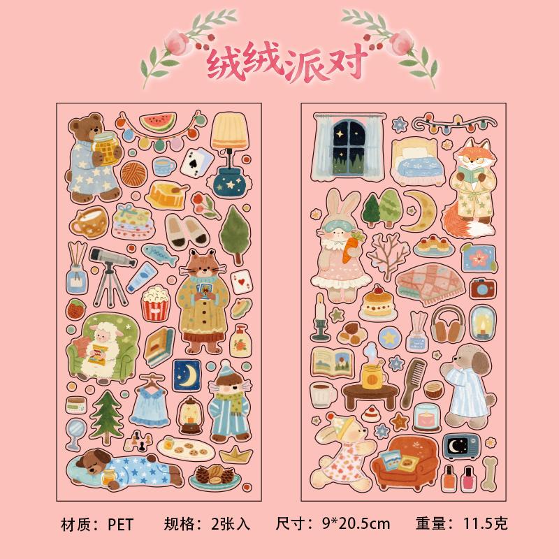 2 Pcs Kawaii Aesthetic Cartoon Stickers for Phone Camera Luggage Journal Scrapbooking Decoration Cute Stationery Decals