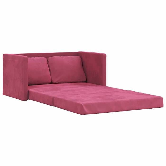 VidaXL Canapé-lit 2 en 1 rouge bordeaux 122x204x55 cm velours 353960