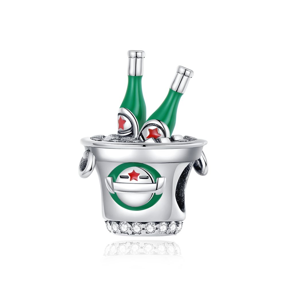 Green Series 925 Sterling copper Beer Bucket&Tea Cup Rabbit&Leaves&Butterfly Beads Charm Fit DIY Bracelet Forest Style Jewel