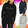 Idrottsdräkt för män Färgglada Jesus-tryck huvtröjor+jogging Casual långbyxor Man Designer träningsoverall Daily Streetwear träningsoverall