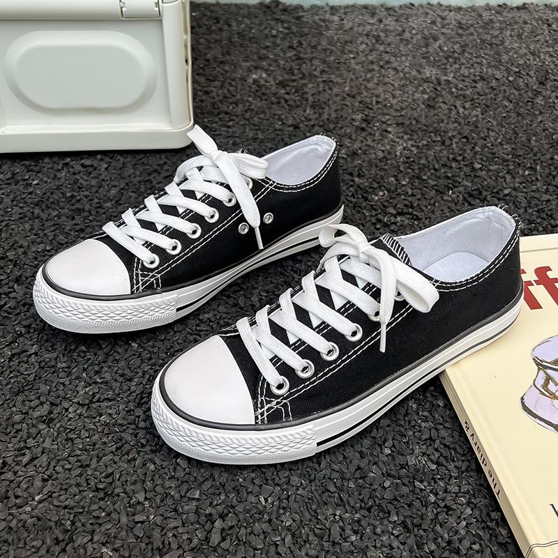 Canvas Shoes Women's New Summer Student Versatile Elastic Band Embroidered Bear Board Shoes One Pedal Lazy Shoes Women
