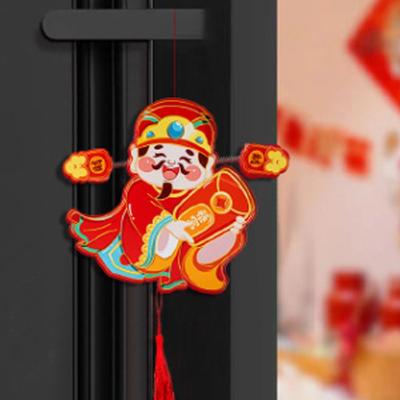 Chinese Style God of Wealth Fridge Magnets Festive Traditional God of Wealth Hanging Ornament Cartoon with Tassels