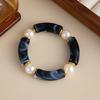 Elegant Resin Bead Elastic Bracelet Marbled Effect Design Comfortable Fit Women Accessory Stretchable Bracelet for Daily