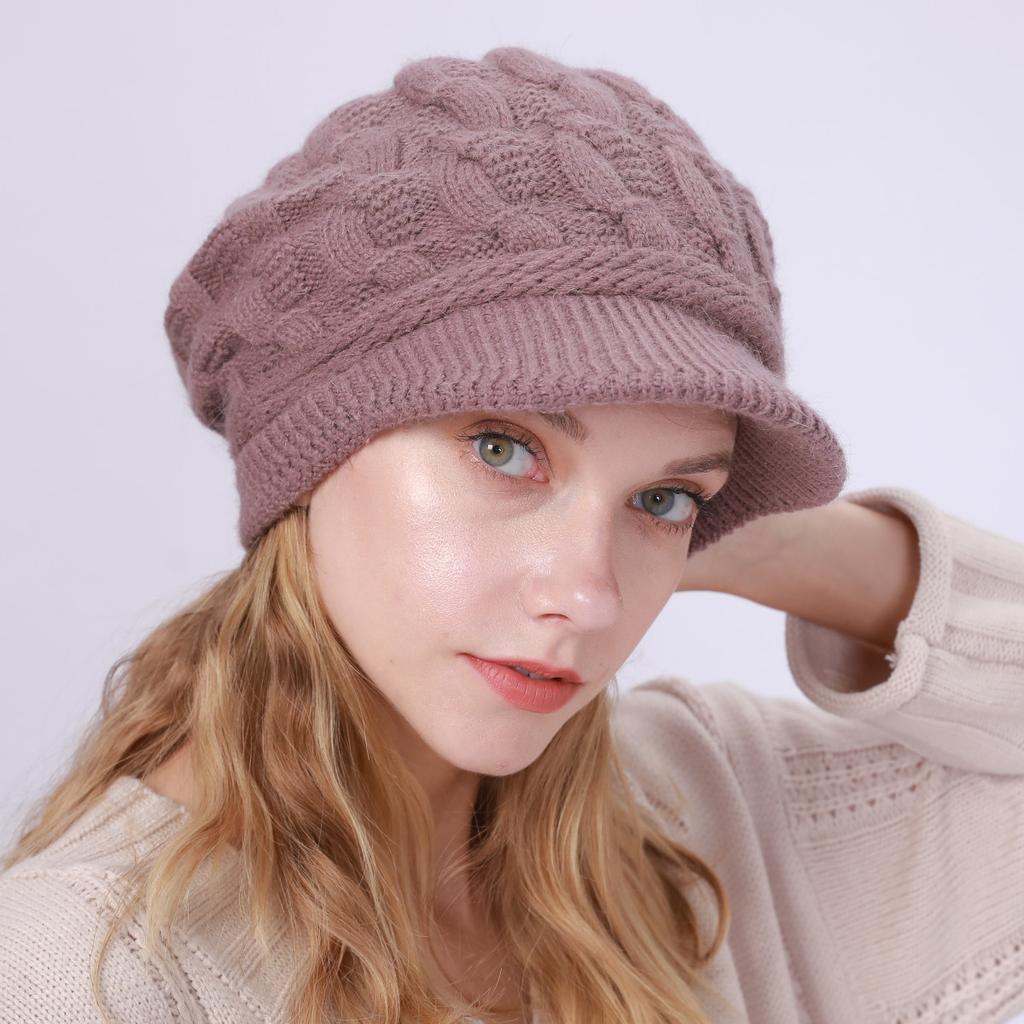 Twist Duck Cap New Style Velvet Thickened Warm Wool Beret Autumn and Winter Women's Knitted Hat