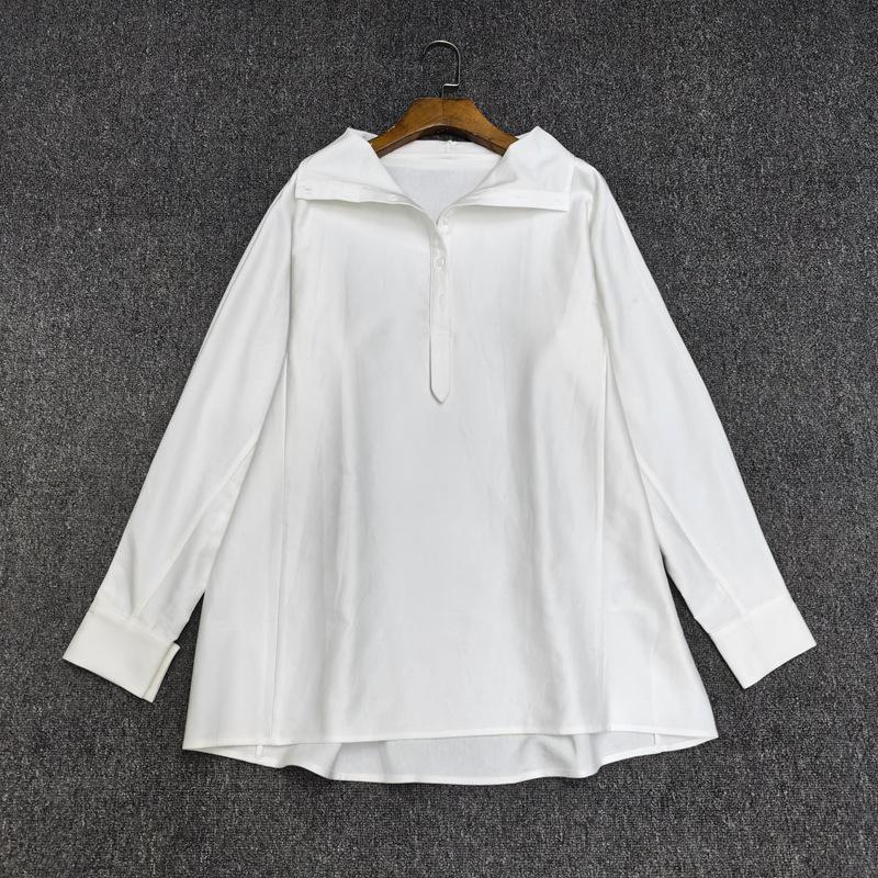Longmei Women's High Neck Long Sleeve Top - Early Spring 2026 VKC Style, Simple Commute, Half-Open Collar Shirt
