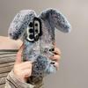 Luxury 3D Rabbit Ears Warm Furry Plush Phone Case For Samsung Galaxy S23 S24 S25 S26 Ultra Plus A56 A54 A55 A36 Shockproof Cover Camera Frame Stand