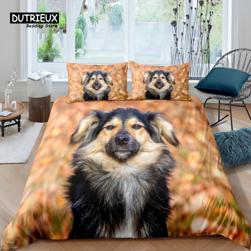 Home Living Luxury 3D Dog Bedding Set Duvet Cover Set Pillowcase Kids Bedding Set Queen and King EU/US/AU/UK Size
