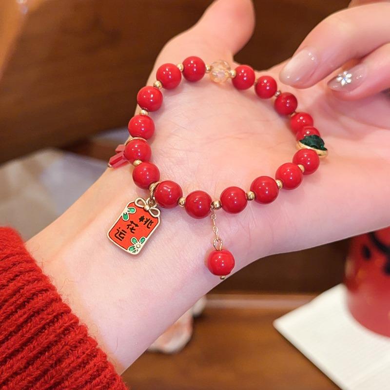 New Chinese red crystal beaded bracelet personalized fashion retro temperament beaded bracelet design sense niche jewelry