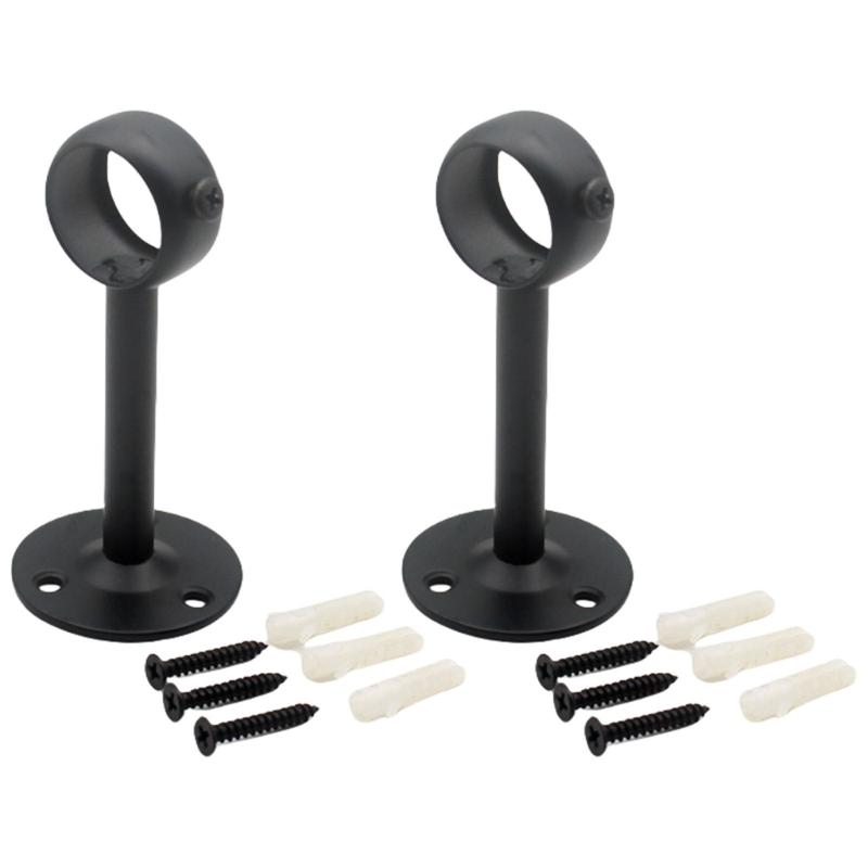 

2pcs Ceiling Curtain Rod Brackets Heavy Duty Stainless Steel Holders For 25x100mm Drapery Poles Silver/Black чорний
