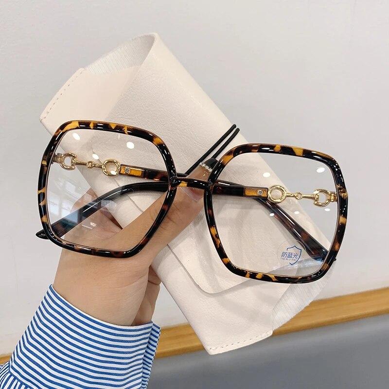 Oversized Square Eyeglasses Woman Fashion Blue Light-blocking Female Eyewear Trendy Glasses for Reading