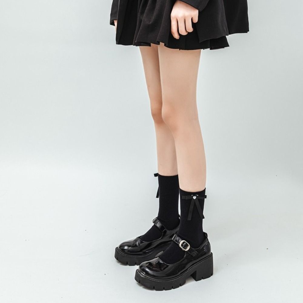 Pearl Womens Cotton Socks Calf Ribbon Socks Breathable Balletcore Sock  Lolita