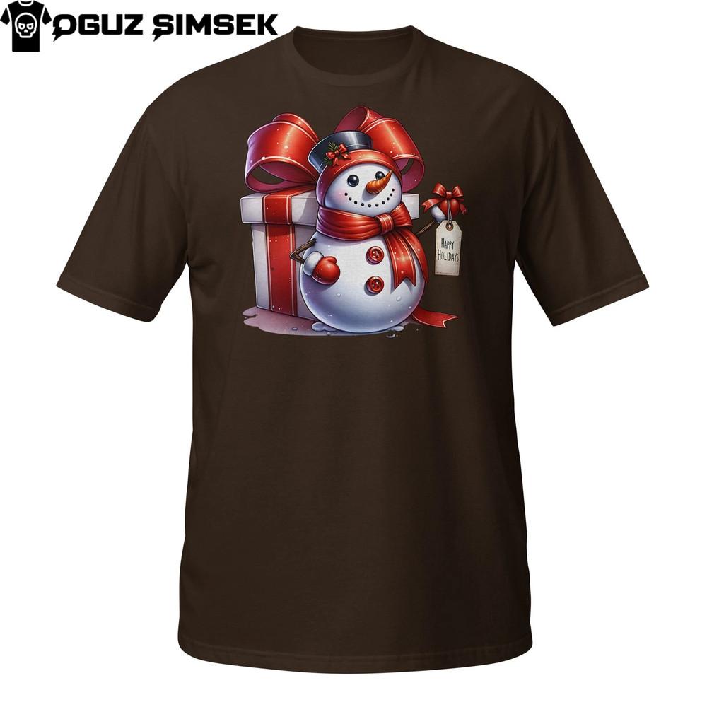 

Милая рождественская футболка со снеговиком – Праздничный подарок бант зимняя футболка M