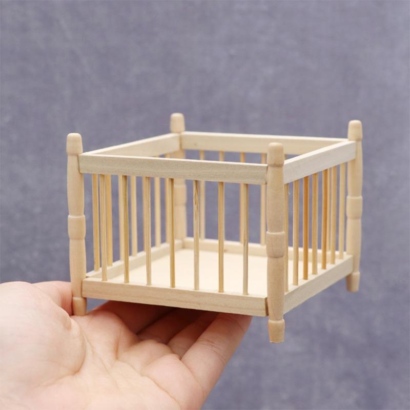 1/12 Scale Dollhouse Baby Bed Miniature Furniture Model for Girls Boys Ornament for Kids DIY Play Ornament Play Crafts.