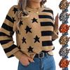 Women's Casual Star Striped  Long Sleeve Pullover Sweater