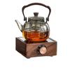 Walnut Wood Electric Ceramic Tea Brewing Set - Glass Kettle and Heat-Resistant Stove