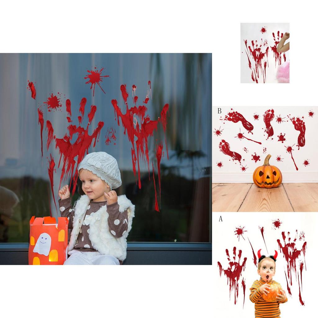 Trace Decoration Halloween Vinly Decal Blooding Handprint Sticker Bloody