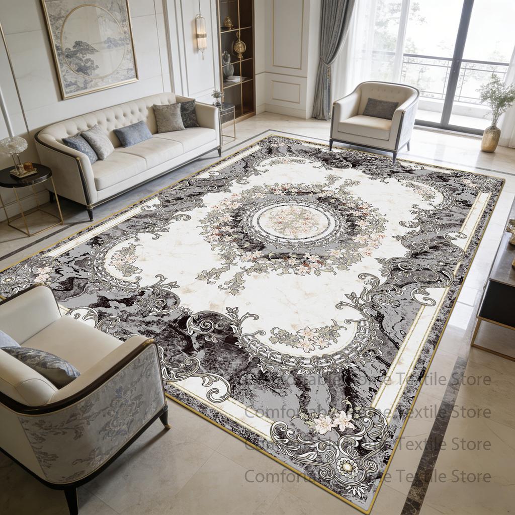 Light Toned European Luxury Living Room Carpet Store Decoration Fluffy Non-slip Rug Stain Resistant Short Velvet Soft Floor Mats