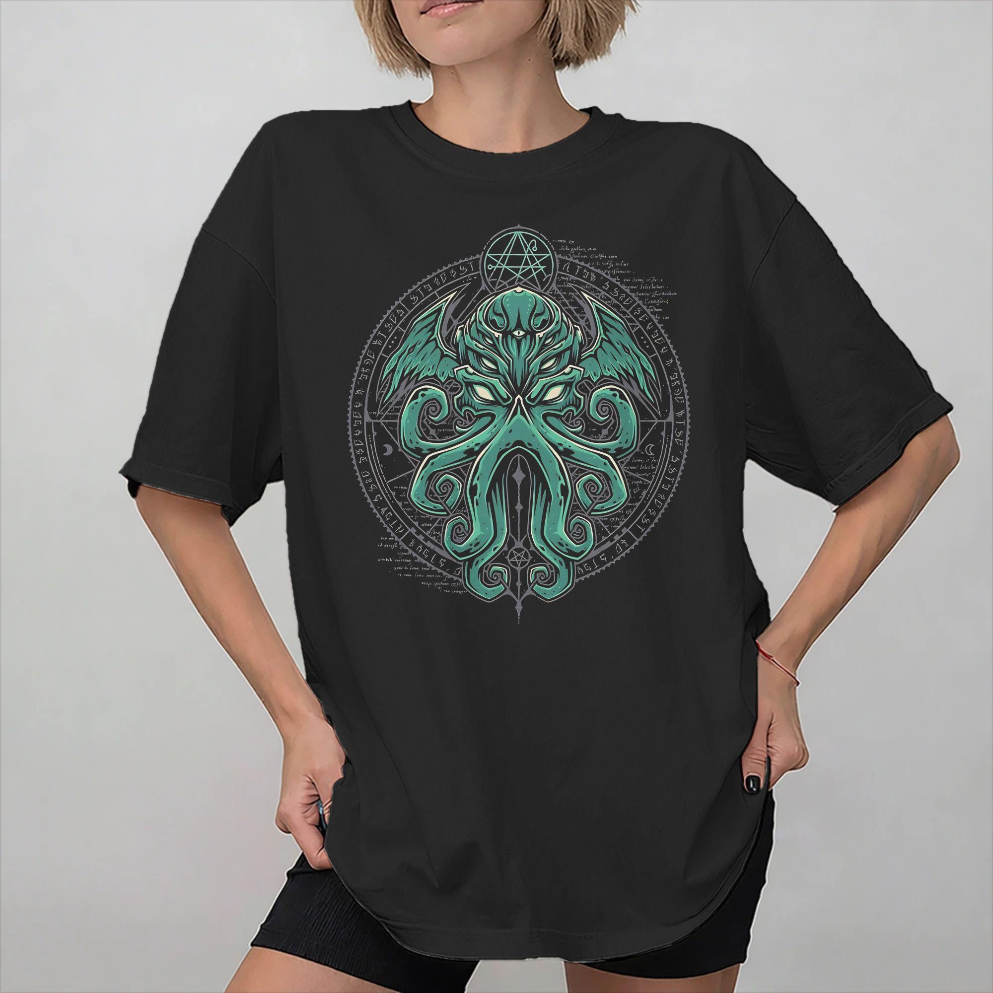 

Cthulhu Lovecraft Accessories Unisex Women T Shirts Pure Cotton Tee New Arrival Tops Tshirt S