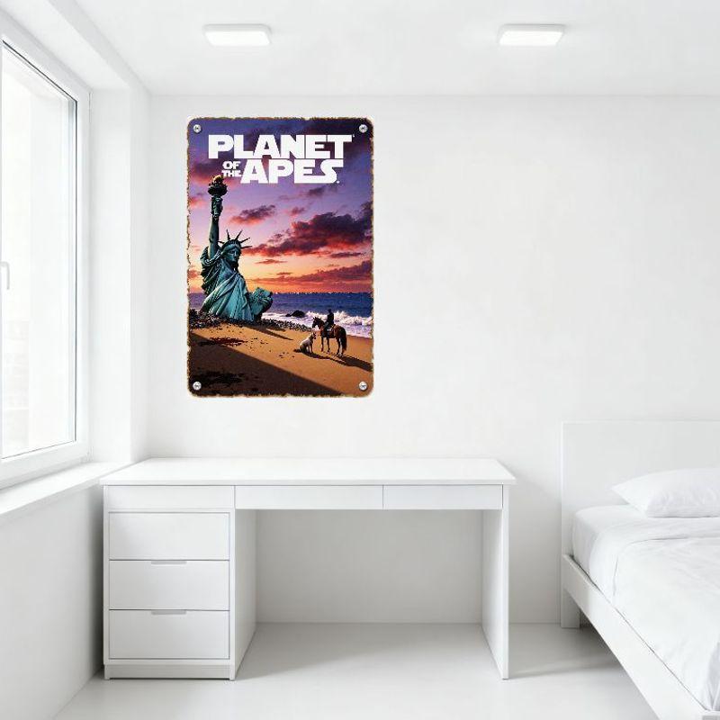 Planet of the Apes Vintage Distressed Tin Sign Statue of Liberty Ocean Scene Metal Plaque for Home Bar Man Cave Cafe Wall Decor