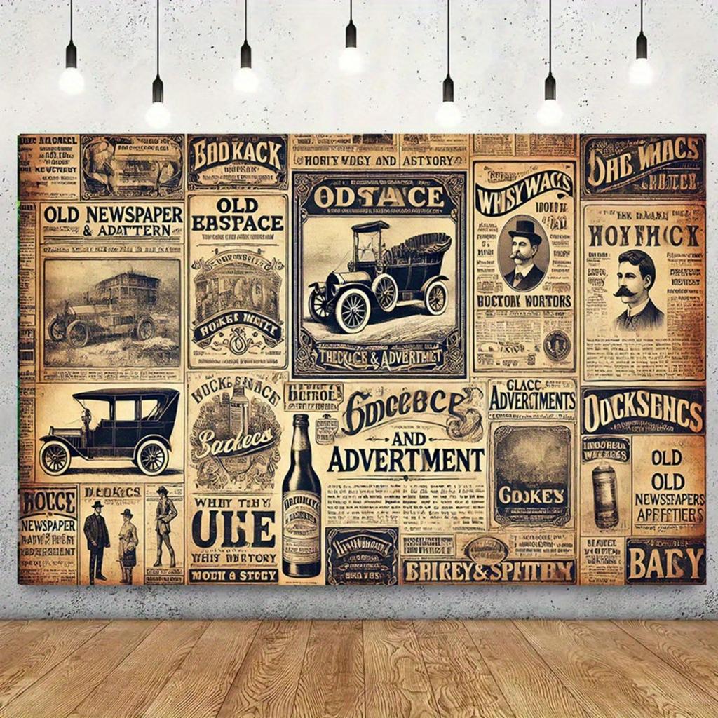 2D flache Oberfläche einteiliger Vintage-Zeitungsanzeigen-Hintergrundstoff geeignet für die Dekoration von Räumen