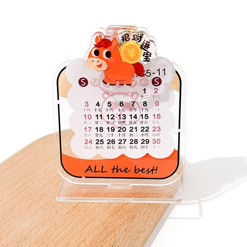 2026 Card Inser 2D Acrylic Desktop Calendar Cartoon Cute Pony Office School Bookmarks  Clips Decorative 2026  Year Gift
