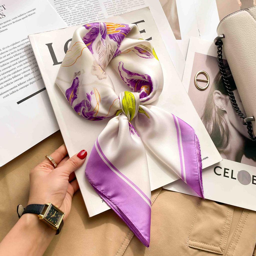 [Complete Works] Black and white simple cashew flower silk scarf premium waist ethnic style waist scarf decorative headscarf scarf workplace
