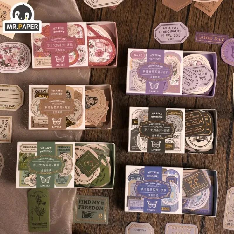 Herr. Papier 40 Stück/Karton Vintage Etiketten Aufkleber Dekorative Notizen Handgeschriebene Aufkleber DIY Handgemachte Collage Materialien Schreibwaren