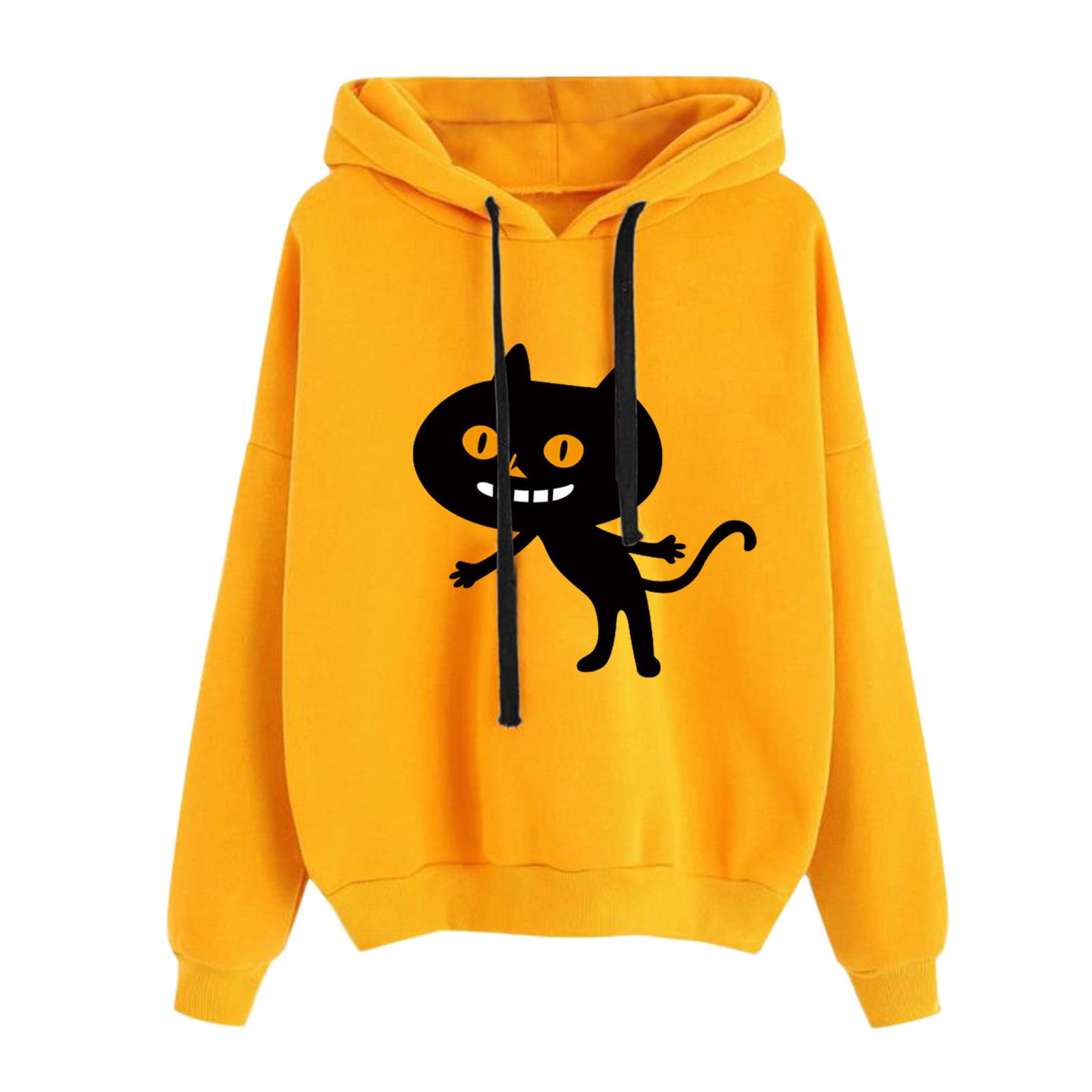 

Europe, America 2025 new trendy sweater Halloween theme printed long-sleeved hooded top S