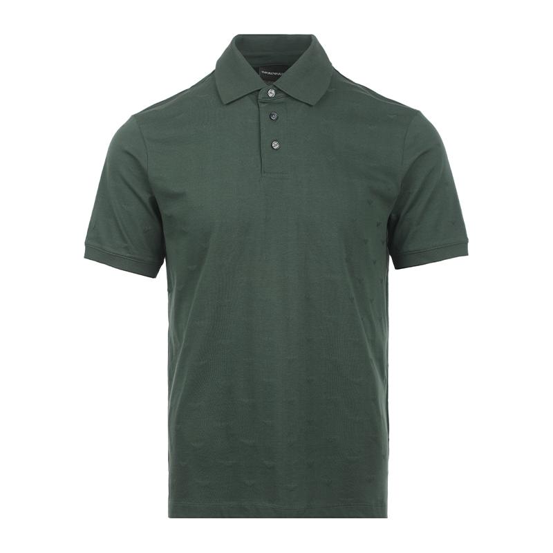 Emporio Armani Ss26 All-Over Eagle Pattern Business Casual Cotton Short Sleeve Polo Men Polo Dark-Green EM004912AF10762F7171 S