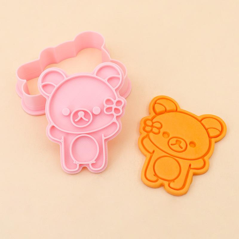 Cartoon Bear Cookie Cutter Set Relaxing Bear Cake Decorating Mold Baking Tools Home Kitchen Accessories for DIY Biscuit Pastry