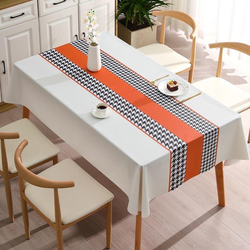 Nappe Rectangulaire Pied-de-Poule Classique Imperméable Résistante à l'Huile et aux Taches Lavable sans Essuyage Housse de Table de Cuisine Décoration de Maison