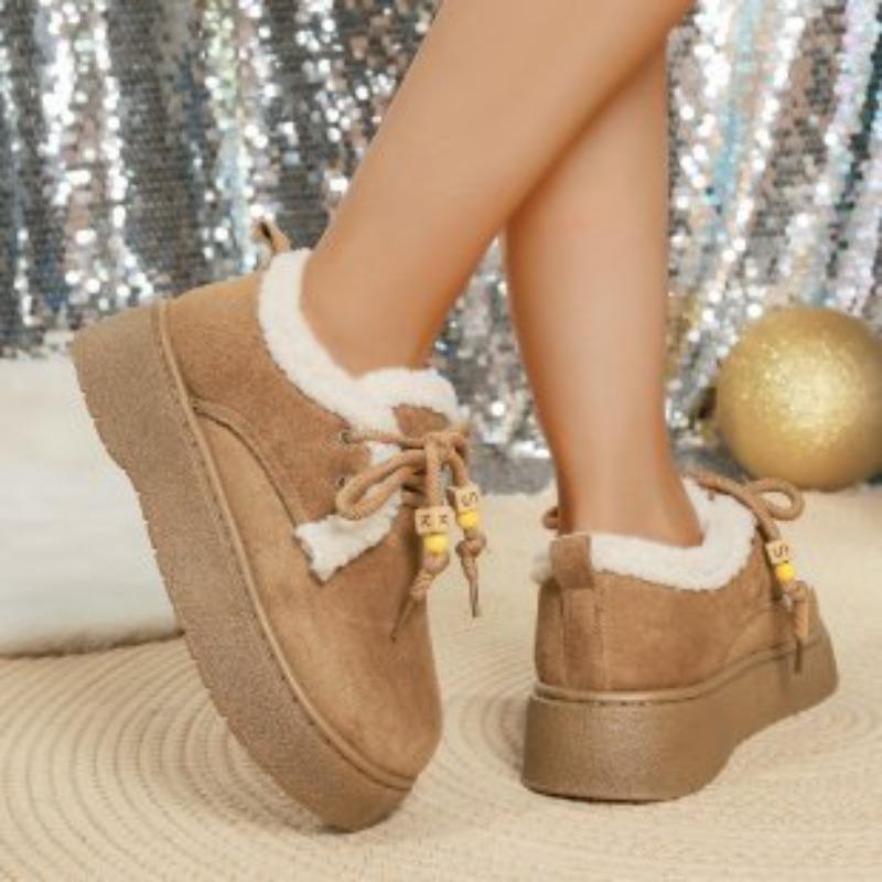 Fashion Winter Round Toe Suede Comfortable Thick Sole Non Slip Casual Women's Boots Fashionable New Lace Up Warm and Elegant Snow Boots