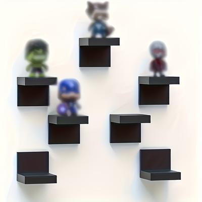 10pcs Wall-Mounted Floating Shelf Set - 4-Inch Deep Black Plastic Storage Shelf, Screw Installation | Space-Saving Display Shelf for Books, Decor
