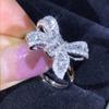 Bow Tie Square Zirconia Ring Elegant Luxury Simulated Diamond Wedding Ring for Women