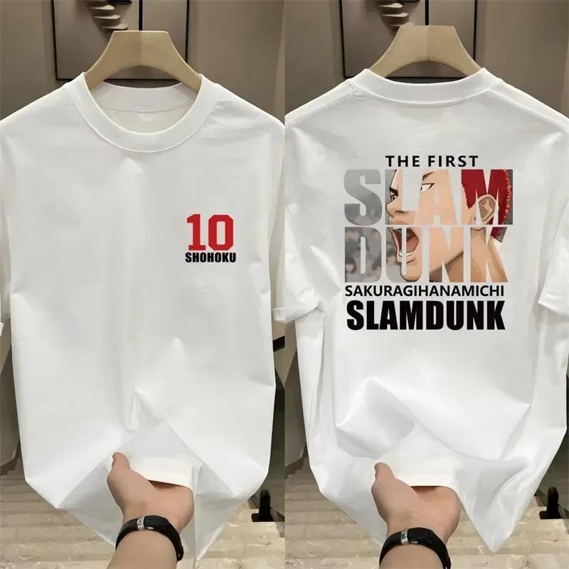 

Хлопковая женская футболка оверсайз с японским мультяшным баскетболом Slam Dunk, летняя, удобная, с трендовым повседневным рукавом, мужские футболки для спорта S