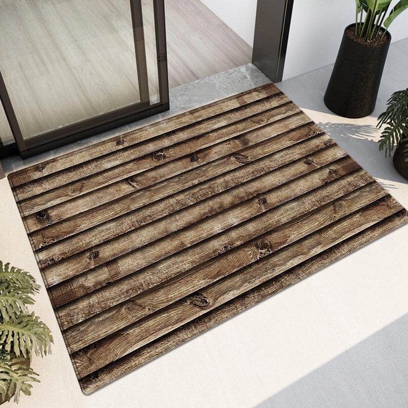 3D Wood Grain Rug For Kitchen Floor Bathroom Mat Anti-slip Laundry Room Mat Bedroom Carpet Living Room Floor Mat