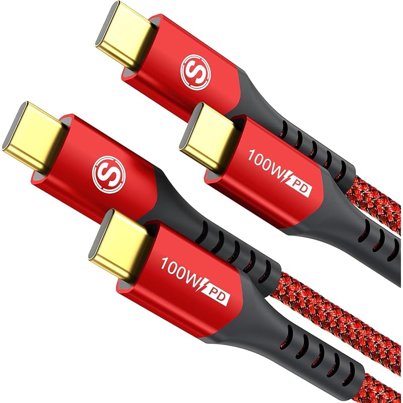 

USB Type C Cable [2M/2pcs] Sweguard C-C Cable [PD& QC3.2 compatible 100W fast charging] iPhone15 Pro Max,iPhone16 Max,MacBook Pro/Air iPad Pro,
