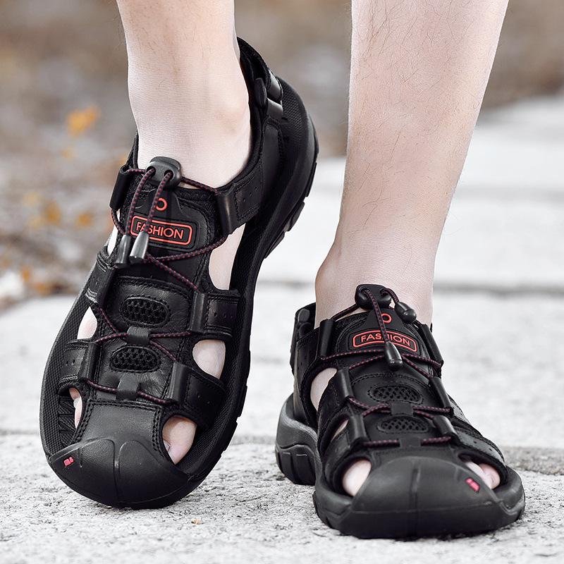 2019 Summer Men's Leather Trekking Sandals - Outdoor Stream-Crossing Cowhide Beach Shoes